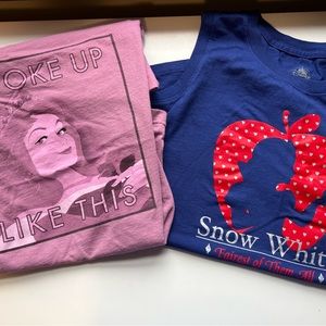 2 Disney store bundle S-M shirts Aurora Sleeping Beauty tee Snow White tank top